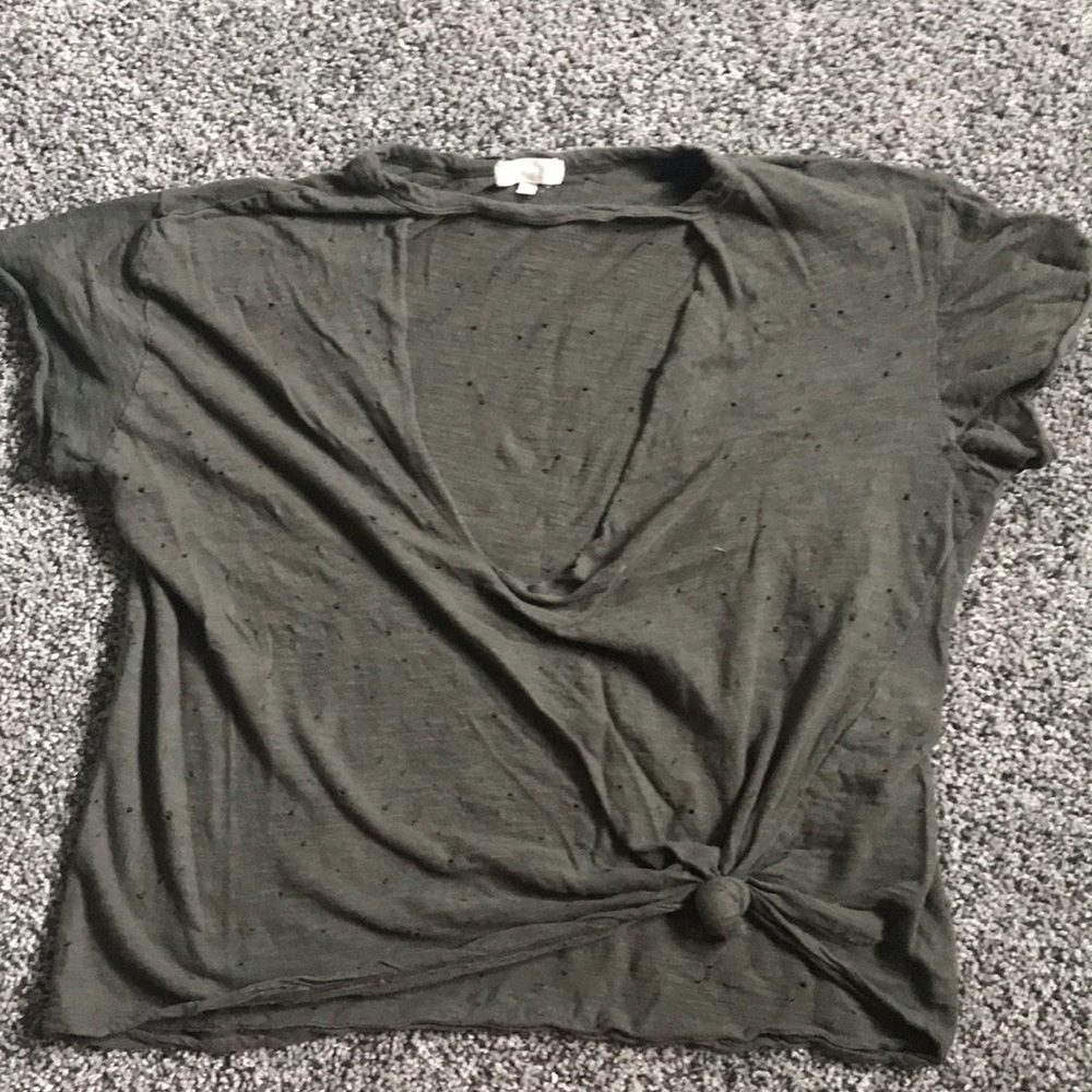 Army green distressed top